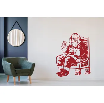 Samolepící dekorace Lepy.cz Samolepka na zeď Santa Claus sedící Velikost (šířka x výška): 40x51cm, Barevná varianta: Světle oranžová