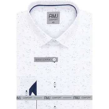Pánská košile Pánská košile AMJ Slim fit bílá se vzorem VDSBR1314 velikost: 44, délka rukávu: dlouhý rukáv