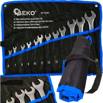 Ruční nářadí GEKO Klíče očkoploché velká sada 12KS 6-22 mm, polírované