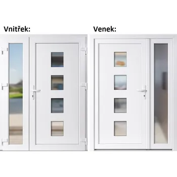 Vchodové dveře Dvoukřídlé vchodové dveře plastové Soft 010+Sklo Nisip, Bílá/bílá, 130x200 cm, pravé