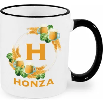 Hrnek - Pivní věnec s monogramem a jménem Honza Barva: Černá