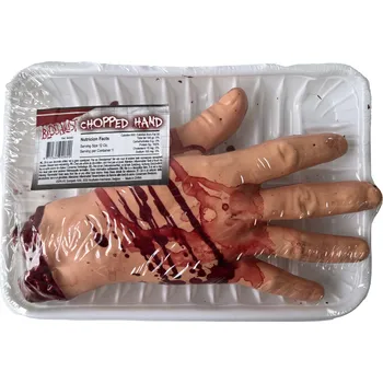 Party dekorace Funny Fashion Halloween zakrvácená odseknutá ruka na tácku