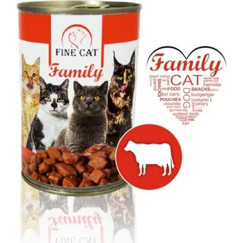 Krmivo pro kočku FINE CAT Family konzerva pro KOČKY s HOVĚZÍM 415g