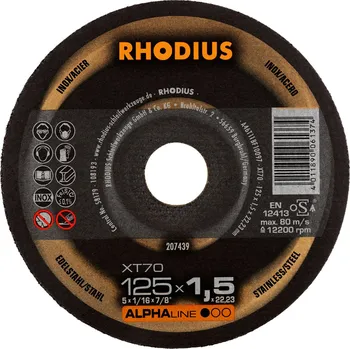 Řezný kotouč Rhodius 207439 | Řezný kotouč 125 x 1,5 x 22,23 mm, XT70, rovný