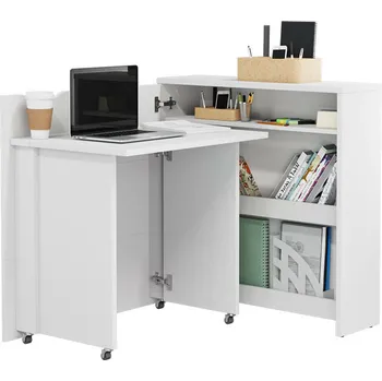 Psací stůl Lenart Rozkládací psací stůl Work Concept SLIM CW-02L - bílý lesk