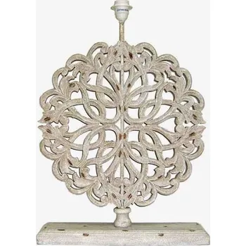 Stojací lampa Dřevěná lampa s ornamentem 3