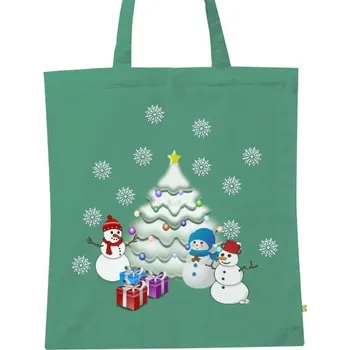 Nákupní taška BIO plátěná taška s potiskem Sněhuláčí Vánoce