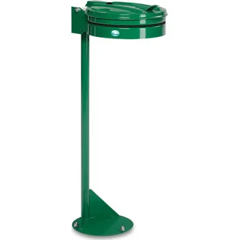 Odpadkový koš Stojanový držák na odpadkové pytle, z oceli, gumový popruh k upevnění pytle, ocelové víko, zelený