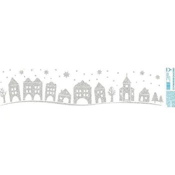 Vánoční dekorace ARCH Zlín Vánoční adhezní nálepky na okna 50x12cm stříbrné/zlaté