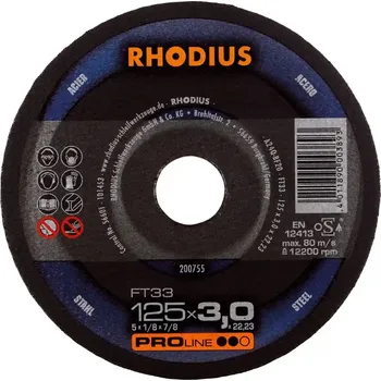 Řezný kotouč Rhodius 200755 | Řezný kotouč 125x3,0x22,23 mm, FT33, rovný