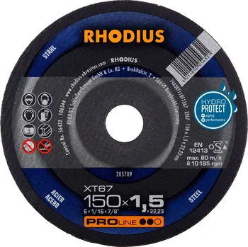 Řezný kotouč Rhodius 205709 | Řezný kotouč 150 x 1,5 x 22,23 mm, XT67, rovný