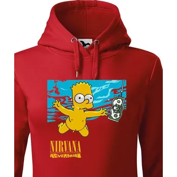 Dámská mikina Dámská mikina Bart a Nirvana, Barva Červená, Velikost XS, Canvas Dámská mikina Bezvatriko.cz 0963 - DTF/DTG
