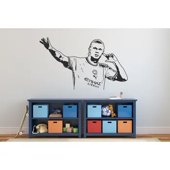 Samolepící dekorace Lepy.cz Samolepka na zeď Haaland slaví Velikost (šířka x výška): l20x71cm, Barevná varianta: Ledová modrá