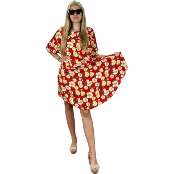 Dámské šaty Šaty s rukávky vz.č.6005 červené