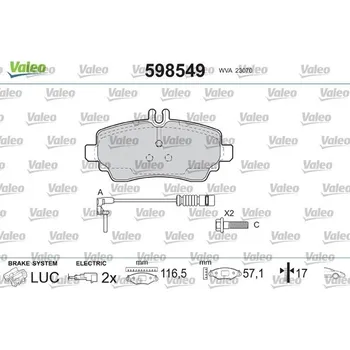 Brzdová destička Sada brzdových destiček, kotoučová brzda VALEO 598549
