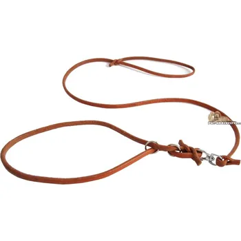 Vodítko pro psa MZ - potřeby pro lovecké psy Předváděcí vodítko kulatá kůže s obrtlíkem a kroužky Přírodní