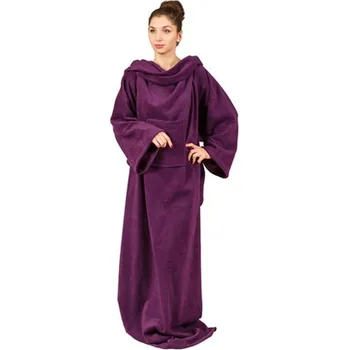 deka Hřejivá deka s rukávy - tmavě fialová