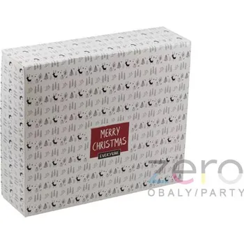 Jednorázové nádobí Krabice papírová 250 x 210 x 70 mm - bílá &#039;Merry Christmas&#039;