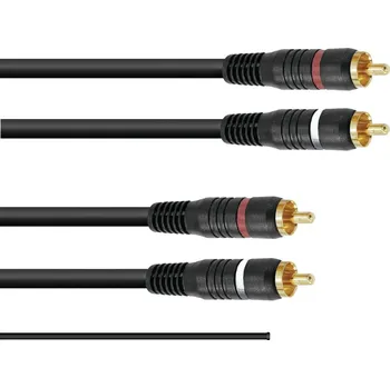 Audio kabel Kabel 2x 2 Cinch zástrčky, červená/černá, se zemí, 1,5m
