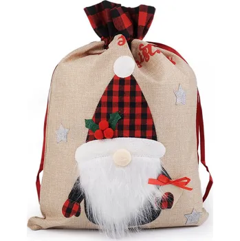 Vánoční dekorace Vánoční / mikulášský pytel 38x55 cm imitace juty, barva 3 režná přírodní skřítek