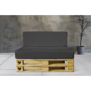 Podsedák Venkovní sedáky – klasická outdoor látka, odolné sedáky pro zahradní nábytek Barva potahu: ANTRACIT, Velikost produktu: 120 x 80 x 15 & 120 x 40 x 15 (SET)