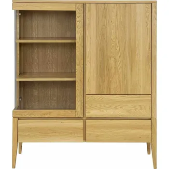 Knihovna Dubová vitrína OSLO 2D3S levá z masivu Barevné provedení: Dub- bělený