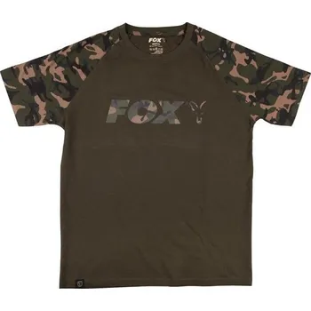 Rybářské oblečení Fox Triko Camo/Khaki Chest Print T-Shirt Velikost oblečení: L