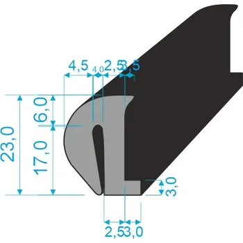 Těsnění karosérie TKP 601 Pryžový profil EPDM 60ShA