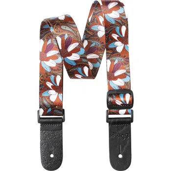 Kytarový popruh Stagg STE UKEFLOW BRW, popruh pro ukulele, hnědý/modrý