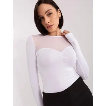 Dámské tričko Dámská halenka s dlouhými rukávy a kulatým výstřihem BASIC FEEL GOOD bílá