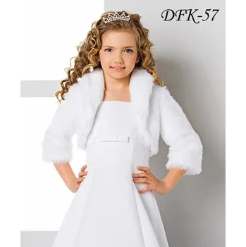 Dívčí šaty Dětský svatební kožíšek s 3/4 rukávem DFK-57 Barva: ivory, Vybraná velikost: velikost 158