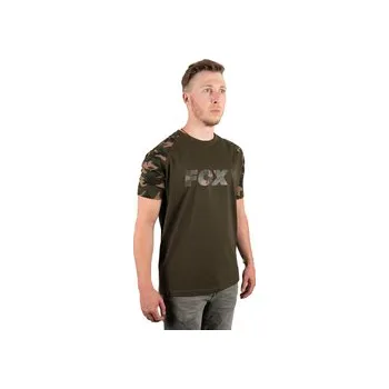 Rybářské oblečení Fox Triko Camo Khaki Chest Print T-Shirt, velikost 3XL