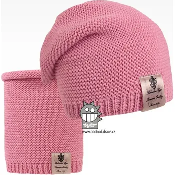 Čepice Čepice pletená a nákrčník Dráče - Colors set 04, růžová Barva: Růžová, Velikost: 48-50