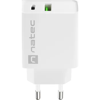 Universální nabíječka Natec RIBERA 20W 1X USB-A + 1X USB-C, bílá