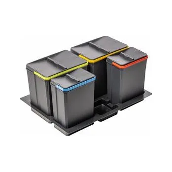 Odpadkový koš GTV Koše na třídění AxiSpace, šířka zásuvky 700 mm, hloubka 450/500 mm, 2X15L, 2X7L