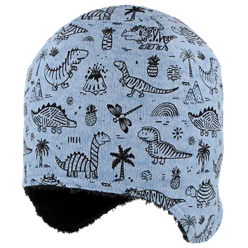 Kojenecká čepice RDX Zimní čepice na uši Dinošci Modrá Vel. 3