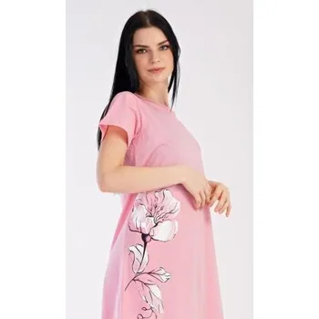 Dámské noční prádlo Dámská noční košile s krátkým rukávem Vienetta Secret Nicolette světle šedá M