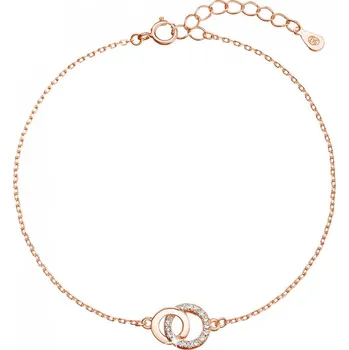 Náramek Pozlacený stříbrný ROSE náramek kroužky se zirkony 13033.1 crystal