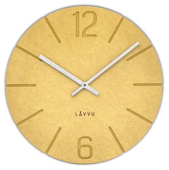 Hodiny LAVVU Žluté nástěnné hodiny Natur vyrobené v Čechách ⌀34cm LCT5026 (LAVVU Žluté hodiny Natur vyrobené v Čechách ⌀34cm LCT5026)
