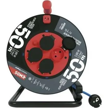 Elektroinstalační materiál Emos Počasí odolný prodluž. kabel na bubnu 50 m / 4 zásuvky / modrý / PVC / 230 V / 1,5 mm2