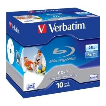 Optické médium Verbatim BD-R, Single Layer Printable ScratchGuard Plus, 25GB, jewel box, 43713, 6x, 10-pa (43713)