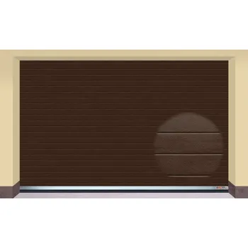 Garážová vrata AMPEL s.r.o. Sekční garážová vrata HNĚDÁ RAL 8014 L 355×235 cm s elektrickým pohonem - Montáž svépomocí