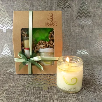 Svíčka Malá sváteční sada s balzámem a svíčkou OSVĚŽÍ (Dárková sada vánoční s balzámem a svíčkou osvěží)