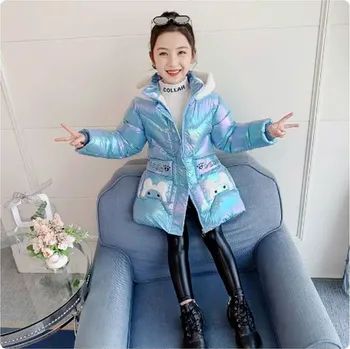 Dívčí bunda Dívčí zimní prošívaná bunda s medvídkem Barva: modrá (sky blue), Velikost: 150 (9 -10 let)