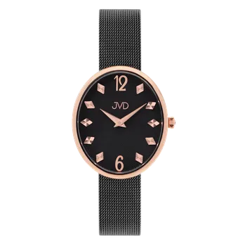Hodinky JVD Dámské oválné černé rose gold hodinky JVD J4194.3