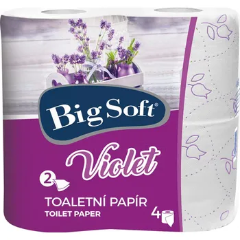 Toaletní papír Big Soft Violet parfémovaný toaletní papír bílý 2 vrstvý 190 útržků 4 role