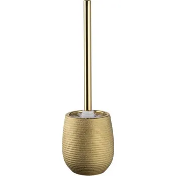 WC štětka BISK Erga Gold, toaletní WC kartáč na postavení, zlatý strukturovaný, ERG-06305