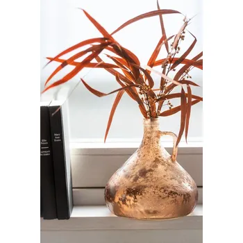 Váza Růžová antik skleněná váza s ouškem Vannia - 17*17*18 cm