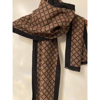 Šála WHITE ORCHID Šála z česaného hedvábí Černo-hnědá