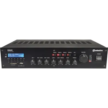 Hi-Fi Zesilovač Adastra RM60D, 100V mixážní 4-zónový zesilovač, FM/DAB+, BT, USB/SD
